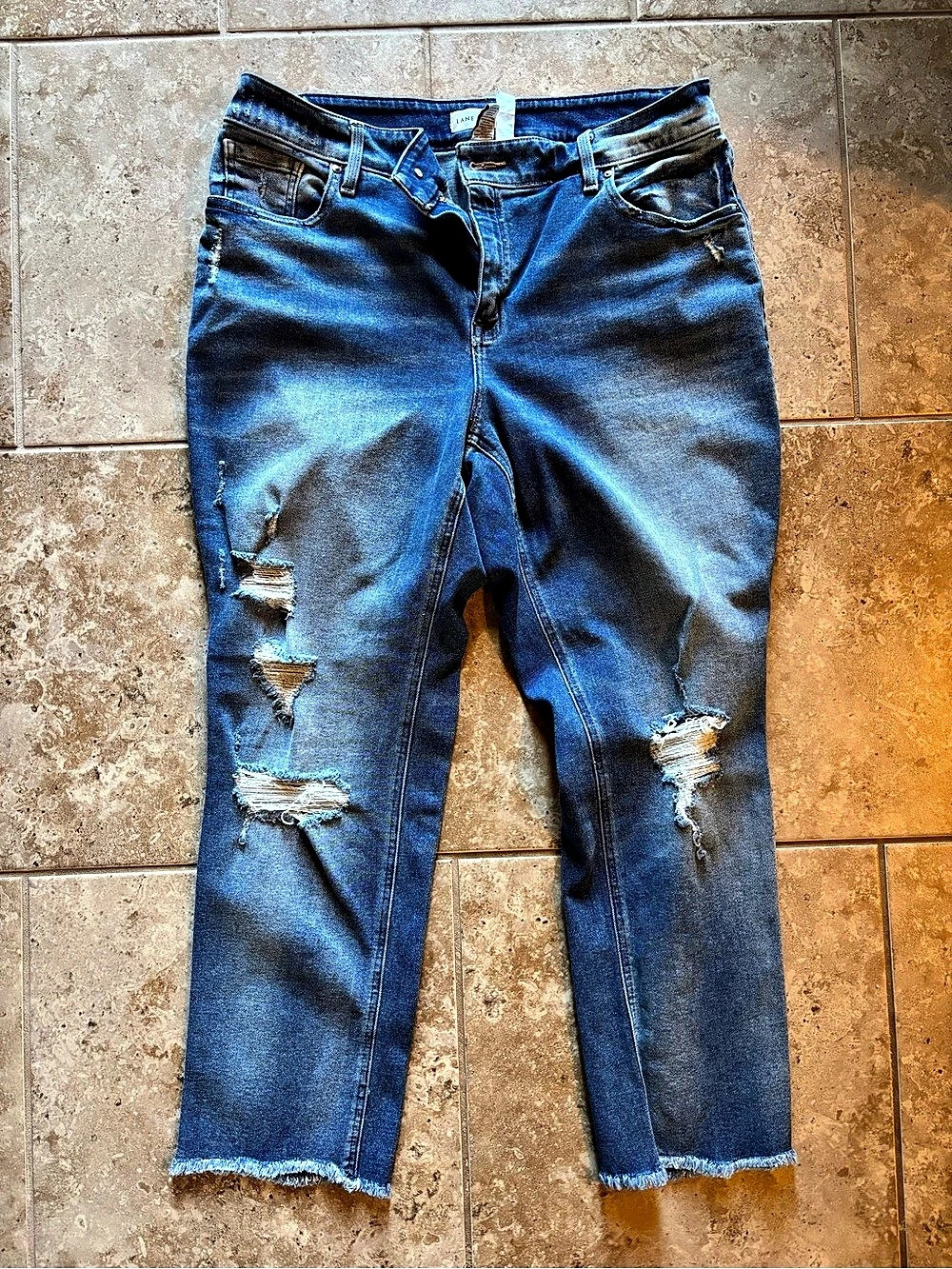Lane Bryant Distressed Skinny Jeans in Blue Size 16